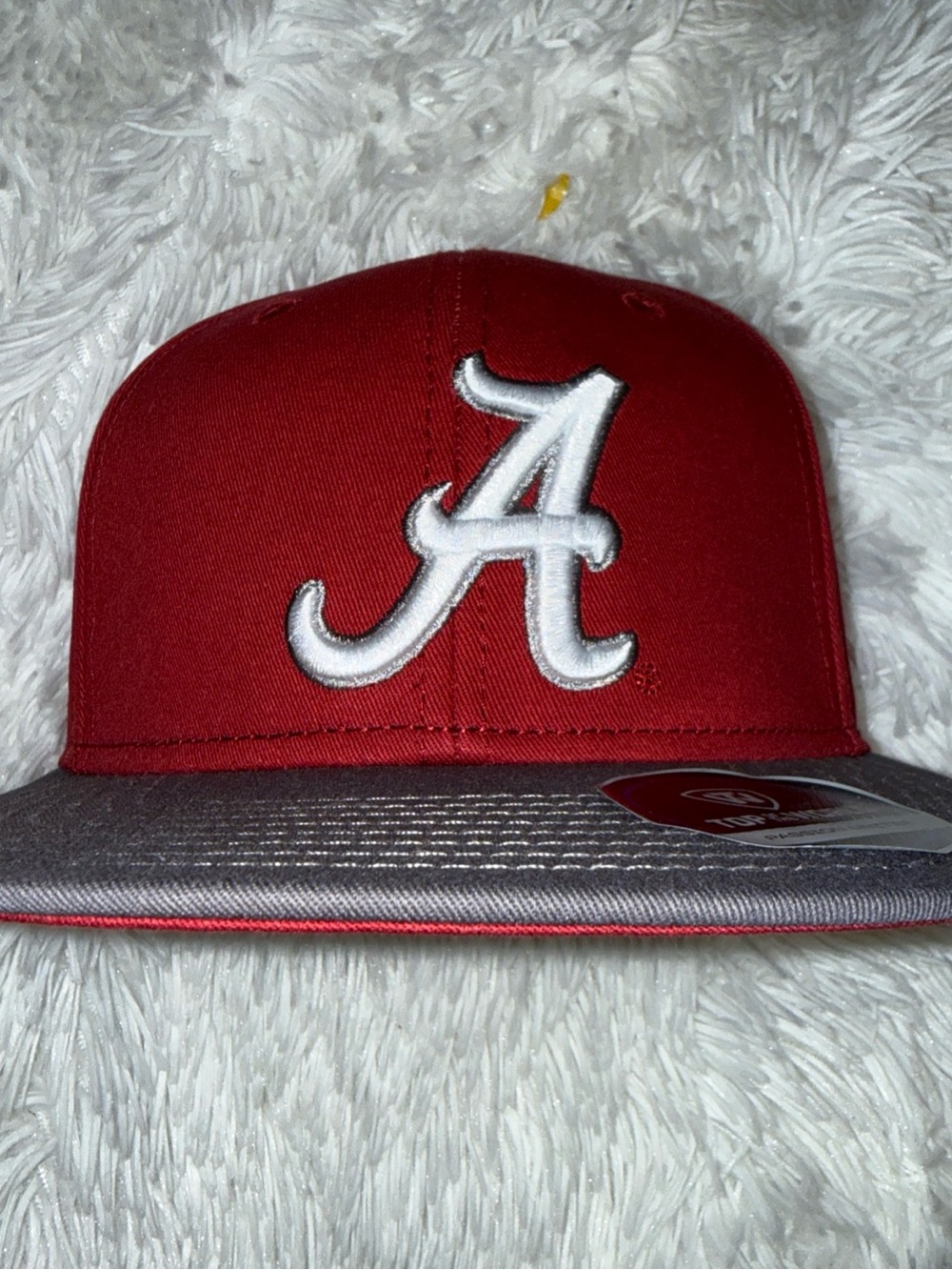 Top of the World Alabama Crimson Snapback with White 'A' and Gray Brim